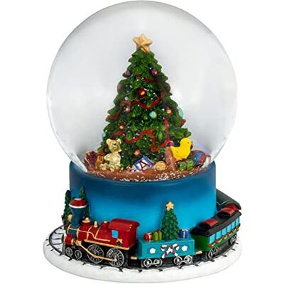 H.Bauer jun. Schneekugel Ø 12 cm Glas mit Spieluhr White Christmas, Weihnachtsbaum & Zug Schüttelkugel mit Schneeeffekt – bunte Weihnachtsdeko mit Christbaum & Eisenbahn für Advent, Winter, Kinderzimmer & Geschenk H.Bauer jun. Schneekugel Ø 12 cm Glas mit Spieluhr White Christmas, Weihnachtsbaum & Zug Schüttelkugel mit Schneeeffekt – bunte Weihnachtsdeko mit Christbaum & Eisenbahn für Advent, Winter, Kinderzimmer & Geschenk
