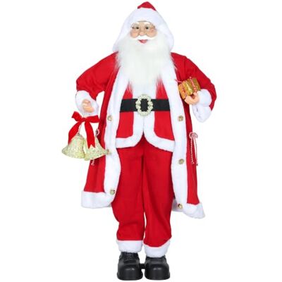 HOMCOM 1,15 m stehende Weihnachtsmann Klassische Weihnachtsdekoration Rot Mit Geschenk- und Weihnachtsglocken, Mit Soundfunktion, Indoor HOMCOM 1,15 m stehende Weihnachtsmann Klassische Weihnachtsdekoration Rot Mit Geschenk- und Weihnachtsglocken, Mit Soundfunktion, Indoor