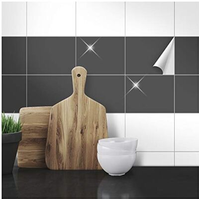 WANDKINGS Fliesenaufkleber 14,5 x 19,5 cm, 20 Stück DUNKELGRAU GLÄNZEND WANDKINGS Fliesenaufkleber 14,5 x 19,5 cm, 20 Stück DUNKELGRAU GLÄNZEND