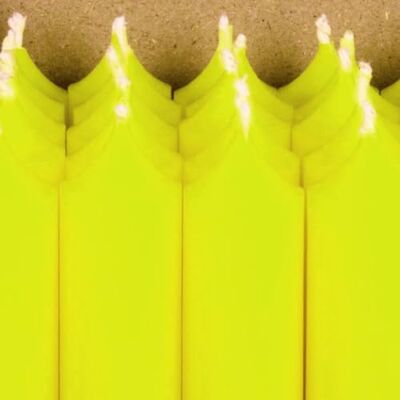Bütic GmbH Neon Stabkerzen durchgefärbt 180mm x Ø 22mm Kerzen hochgereinigt, Brenndauer 8h, geruchsneutral, rußarm mit rückstandsfreiem Abbrand, Farbe:Neon Gelb, Set mit:25 Stück Bütic GmbH Neon Stabkerzen durchgefärbt 180mm x Ø 22mm Kerzen hochgereinigt, Brenndauer 8h, geruchsneutral, rußarm mit rückstandsfreiem Abbrand, Farbe:Neon Gelb, Set mit:25 Stück
