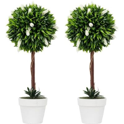 HOMCOM Künstliche Lavendel mit UV Schutz, Kunstpflanze 2er-Set 60 cm Weiß Groß, Plastik Kunstblume Wie Echt, Wohnzimmer, Schlafzimmer, Büro, Garten, Moderne Dekoration, Pflanzen im Topf, für Draußen HOMCOM Künstliche Lavendel mit UV Schutz, Kunstpflanze 2er-Set 60 cm Weiß Groß, Plastik Kunstblume Wie Echt, Wohnzimmer, Schlafzimmer, Büro, Garten, Moderne Dekoration, Pflanzen im Topf, für Draußen