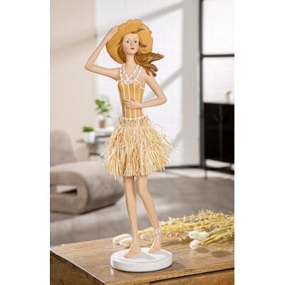 GILDE Figur Suzanne aus Kunstharz, gestreifte Frau, Creme/weiß, matt, 59 cm hoch, 19 cm breit, 15 cm tief GILDE Figur Suzanne aus Kunstharz, gestreifte Frau, Creme/weiß, matt, 59 cm hoch, 19 cm breit, 15 cm tief
