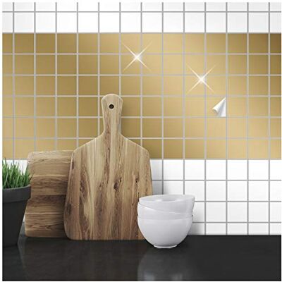 WANDKINGS Fliesenaufkleber 5 x 5 cm, 100 Stück Gold GLÄNZEND WANDKINGS Fliesenaufkleber 5 x 5 cm, 100 Stück Gold GLÄNZEND