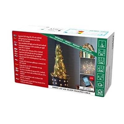Konstsmide LED Tropfenlichterkette, Multifunktion, wählbarem Timer/Dimmer, reagiert auf Musik, Appgesteuert (Android/IOS), 200 bernsteinfarbene Dioden, 4.5V Innentrafo, silberfarbener Draht 6588-879 Konstsmide LED Tropfenlichterkette, Multifunktion, wählbarem Timer/Dimmer, reagiert auf Musik, Appgesteuert (Android/IOS), 200 bernsteinfarbene Dioden, 4.5V Innentrafo, silberfarbener Draht 6588-879