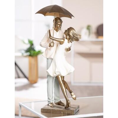 GILDE Skulptur Love in the Rain, Poly, Creme/goldfarben, metallische Optik, Paar, 39x17x15 cm GILDE Skulptur Love in the Rain, Poly, Creme/goldfarben, metallische Optik, Paar, 39x17x15 cm