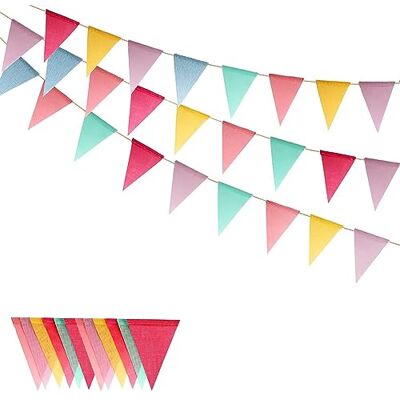 Nutabevr 3 Stück Wimpelkette Outdoor,12M 36 Flaggen Leinenimitat Wimpel,Indoor Deko Reutilizables Wimpel Girlande,Mehrfarbig Wimpelkette für Geburtstag Party,Kinderzimmer,Hochzeit,Garten, SJQ-03 Nutabevr 3 Stück Wimpelkette Outdoor,12M 36 Flaggen Leinenimitat Wimpel,Indoor Deko Reutilizables Wimpel Girlande,Mehrfarbig Wimpelkette für Geburtstag Party,Kinderzimmer,Hochzeit,Garten, SJQ-03