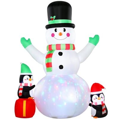 Outsunny Aufblasbar Schneemann 243cm mit LED-Beleuchtung, Musik Aufblasbare Weihnachtsdekoration für draußen, buntes LED-Licht, für Innenbereich, Garten, Feiertage und Partys Outsunny Aufblasbar Schneemann 243cm mit LED-Beleuchtung, Musik Aufblasbare Weihnachtsdekoration für draußen, buntes LED-Licht, für Innenbereich, Garten, Feiertage und Partys