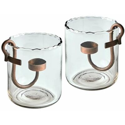 Loberon Windlicht 2er Set Lynn, klar/antikschwarz Von Mund geblasenes Glas, Kerzenhalterung herausnehmbar, Stilvolles 2er Set Loberon Windlicht 2er Set Lynn, klar/antikschwarz Von Mund geblasenes Glas, Kerzenhalterung herausnehmbar, Stilvolles 2er Set