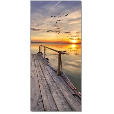 Wallario Selbstklebende Türtapete Sonnenuntergang über dem See idyllischer Steg Türposter 93 x 205 cm Abwischbar, rückstandsfrei zu entfernen Wallario Selbstklebende Türtapete Sonnenuntergang über dem See idyllischer Steg Türposter 93 x 205 cm Abwischbar, rückstandsfrei zu entfernen