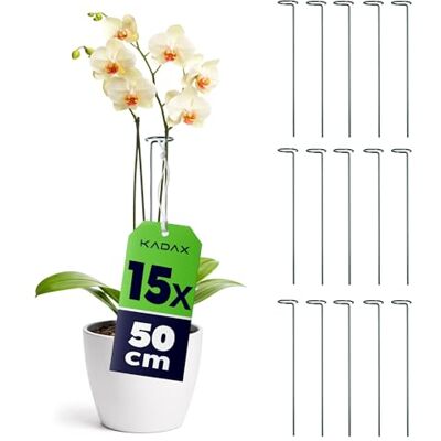 KADAX Blumenstützen 50 cm, 15er Set, Pflanzenstützen aus Stahl, Blumenhalter für Orchideen, Rankstäbe zur Stabilisierung von Stängeln und Blüten, Orchideenstäbe KADAX Blumenstützen 50 cm, 15er Set, Pflanzenstützen aus Stahl, Blumenhalter für Orchideen, Rankstäbe zur Stabilisierung von Stängeln und Blüten, Orchideenstäbe