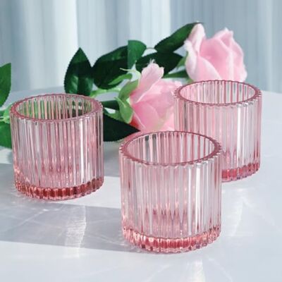 Generic Gerippte Rosa Teelichthalter Glas, 6 Stück Großen Teelichtgläser Vohocandle Rosa Kerzenhalter Glas für Valentinstag, Hochzeit, Party, Heimdekoration, Tischdekoration(Rosa, 7 cm x 6,5 cm) Generic Gerippte Rosa Teelichthalter Glas, 6 Stück Großen Teelichtgläser Vohocandle Rosa Kerzenhalter Glas für Valentinstag, Hochzeit, Party, Heimdekoration, Tischdekoration(Rosa, 7 cm x 6,5 cm)