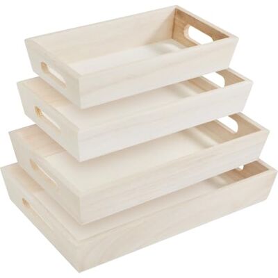 VBS Holztablett-Set mit Griffen 4 STK. 18.8-25.7 cm Holz Sperrholz VBS Holztablett-Set mit Griffen 4 STK. 18.8-25.7 cm Holz Sperrholz