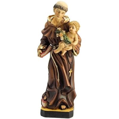 DRW Figur San Antonius Kind und Blumen handgemaltes Harz 31 cm DRW Figur San Antonius Kind und Blumen handgemaltes Harz 31 cm