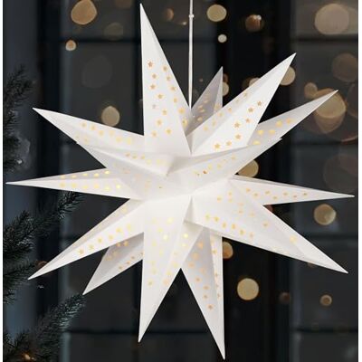 BRUBAKER 3D Weihnachtsstern für Innen 60 cm XXL Leuchtstern Weihnachten Batteriebetrieben mit Timer LED Stern Hängend Adventsstern für Fensterdeko und Weihnachtsdeko Papierstern Weiß BRUBAKER 3D Weihnachtsstern für Innen 60 cm XXL Leuchtstern Weihnachten Batteriebetrieben mit Timer LED Stern Hängend Adventsstern für Fensterdeko und Weihnachtsdeko Papierstern Weiß