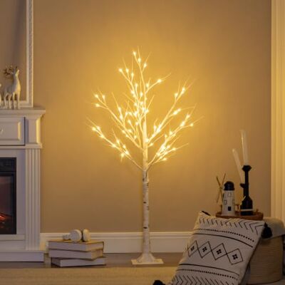 HOMCOM LED Lichterbaum 120 cm mit 72 warmweißen LEDs für Innen Außen Weihnachtsdeko in Birkenoptik, Künstlicher Weihnachtsbaum, Leuchtbaum Lichterdeko HOMCOM LED Lichterbaum 120 cm mit 72 warmweißen LEDs für Innen Außen Weihnachtsdeko in Birkenoptik, Künstlicher Weihnachtsbaum, Leuchtbaum Lichterdeko