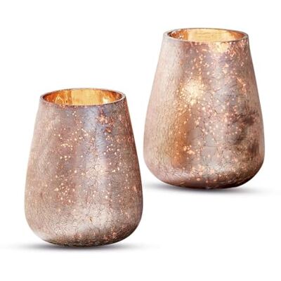 Loberon Windlicht 2er Set Chanut, rosa/Gold Romantisches Design, Edle Bauernsilber-Optik, Zarte Töne Loberon Windlicht 2er Set Chanut, rosa/Gold Romantisches Design, Edle Bauernsilber-Optik, Zarte Töne