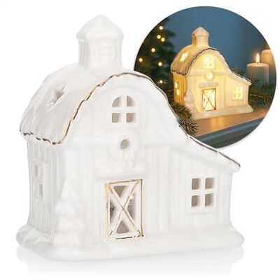 com-four ® LED-Lichthaus aus weißem Porzellan beleuchtetes Dekohaus 11 cm Batteriebetriebenes Keramikhaus mit glänzender Oberfläche, goldfarbenen Linien und leuchtenden Fenstern Weihnachtsdeko com-four ® LED-Lichthaus aus weißem Porzellan beleuchtetes Dekohaus 11 cm Batteriebetriebenes Keramikhaus mit glänzender Oberfläche, goldfarbenen Linien und leuchtenden Fenstern Weihnachtsdeko