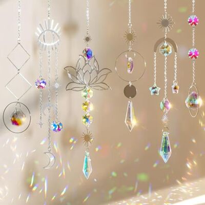 nuyikaso 6 Stück Sonnenfänger Kristall Windspiel Fenster Anhänger Lotus Mond Stern Regenbogen Kristalle Deko Fensterdeko Hängend für Haus Garten Weihnachten Tag Party Hochzeit Geschenke Silber nuyikaso 6 Stück Sonnenfänger Kristall Windspiel Fenster Anhänger Lotus Mond Stern Regenbogen Kristalle Deko Fensterdeko Hängend für Haus Garten Weihnachten Tag Party Hochzeit Geschenke Silber