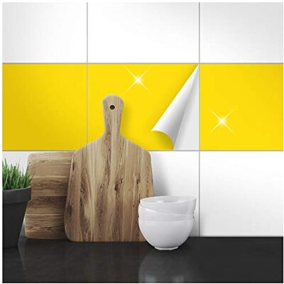 WANDKINGS Fliesenaufkleber 19,5 x 24,5 cm, 20 Stück GELB GLÄNZEND WANDKINGS Fliesenaufkleber 19,5 x 24,5 cm, 20 Stück GELB GLÄNZEND