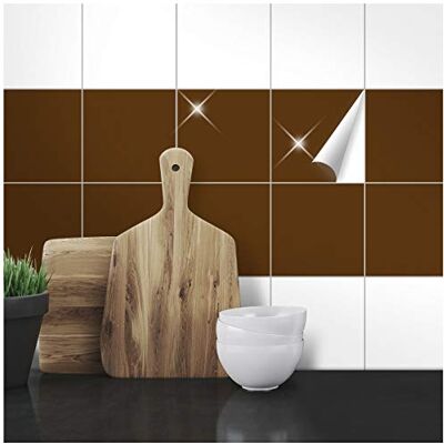 WANDKINGS Fliesenaufkleber 15 x 15 cm, 20 Stück BRAUN GLÄNZEND WANDKINGS Fliesenaufkleber 15 x 15 cm, 20 Stück BRAUN GLÄNZEND