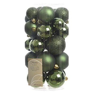 Decoris 30 Weihnachtskugeln, Farbe: Tannengrün, Weihnachtsdekoration. Decoris 30 Weihnachtskugeln, Farbe: Tannengrün, Weihnachtsdekoration.