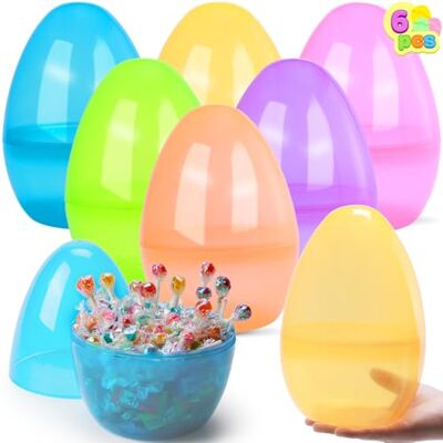 JOYIN 25,4 cm Jumbo-Ostereier, 6 Stück, bunte Riesen-Eier aus Kunststoff, leer, befüllbar, zum Befüllen zu Ostern, Leckereien, Mitbringsel, Jagd, Klassenzimmer, Preiszubehör, Dekoration JOYIN 25,4 cm Jumbo-Ostereier, 6 Stück, bunte Riesen-Eier aus Kunststoff, leer, befüllbar, zum Befüllen zu Ostern, Leckereien, Mitbringsel, Jagd, Klassenzimmer, Preiszubehör, Dekoration