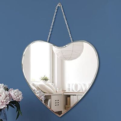 QMDECOR Spiegel in Herzform mit Eisenkette für Wanddekoration, 30,5 x 30,5 cm – Wandbehang, Echtglas, Rahmenlos, dekorativer Glam-Spiegel QMDECOR Spiegel in Herzform mit Eisenkette für Wanddekoration, 30,5 x 30,5 cm – Wandbehang, Echtglas, Rahmenlos, dekorativer Glam-Spiegel