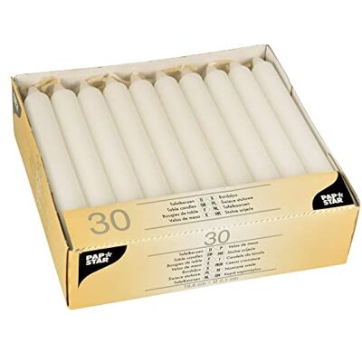 PAPSTAR 30 Tafelkerzen Ø 2,1 cm · 19,6 cm Weiss PAPSTAR 30 Tafelkerzen Ø 2,1 cm · 19,6 cm Weiss