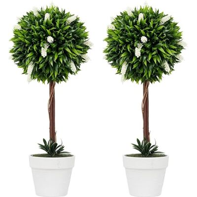 HOMCOM Künstliche Lavendel mit UV Schutz, Kunstpflanze 2er-Set 60 cm Weiß HOMCOM Künstliche Lavendel mit UV Schutz, Kunstpflanze 2er-Set 60 cm Weiß