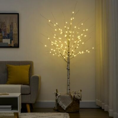 HOMCOM 180 cm Kunstbaum, Weihnachtsbaum Birken mit LED, Kunstbirke, Birkenbaum, Weihnachtsdeko für Hochzeit, Party, Geburtstag HOMCOM 180 cm Kunstbaum, Weihnachtsbaum Birken mit LED, Kunstbirke, Birkenbaum, Weihnachtsdeko für Hochzeit, Party, Geburtstag