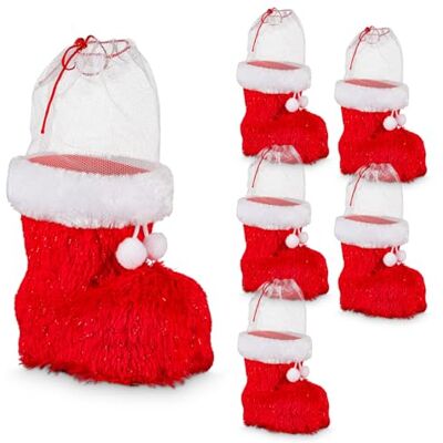 Idena 90393 Nikolausstiefel ca. 14 x 8 x 13,5 cm, 6 Stück Weihnachtsstiefel mit Filzbezug und Fellbesatz, als Weihnachtsdekoration oder Geschenkverpackung, Rot Idena 90393 Nikolausstiefel ca. 14 x 8 x 13,5 cm, 6 Stück Weihnachtsstiefel mit Filzbezug und Fellbesatz, als Weihnachtsdekoration oder Geschenkverpackung, Rot