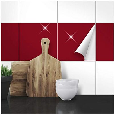 WANDKINGS Fliesenaufkleber 19,5 x 19,5 cm, 20 Stück WEINROT GLÄNZEND WANDKINGS Fliesenaufkleber 19,5 x 19,5 cm, 20 Stück WEINROT GLÄNZEND