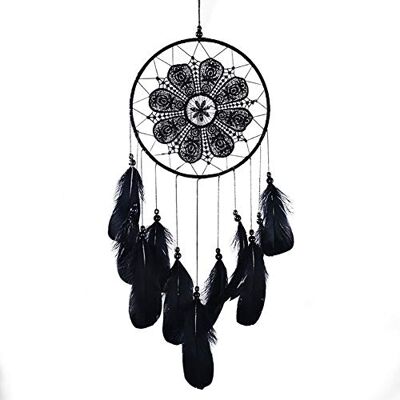 CESTOR Windspiel mit Federn, handgefertigt, ethisch, Bohemian, Traumfänger, Wanddekoration, Dekoration für Zuhause, Dekoration, Festival, Hochzeit, Handwerk, Geschenk, Schwarz CESTOR Windspiel mit Federn, handgefertigt, ethisch, Bohemian, Traumfänger, Wanddekoration, Dekoration für Zuhause, Dekoration, Festival, Hochzeit, Handwerk, Geschenk, Schwarz