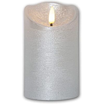 Star Trading LED Echtwachskerze 3D Flamme Rustic, Silber, mit Timer & Flackereffekt, Dimmbar, Batteriebetrieben, H 12,5 cm/D 7,5 cm Star Trading LED Echtwachskerze 3D Flamme Rustic, Silber, mit Timer & Flackereffekt, Dimmbar, Batteriebetrieben, H 12,5 cm/D 7,5 cm
