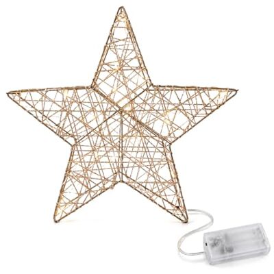 com-four ® LED Stern Gold Metall Weihnachtsdeko mit Beleuchtung 30 cm Goldfarbener LED-Stern aus Metall mit Glitzerband für Fenster, Wand oder Tür Weihnachtsdeko com-four ® LED Stern Gold Metall Weihnachtsdeko mit Beleuchtung 30 cm Goldfarbener LED-Stern aus Metall mit Glitzerband für Fenster, Wand oder Tür Weihnachtsdeko