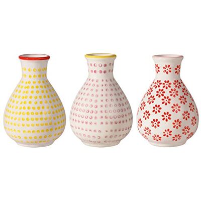 Bloomingville Vasen Susie Retro kleine ø 6,5 H 11 cm, rosa gelb rot, Keramik, 3er Set Bloomingville Vasen Susie Retro kleine ø 6,5 H 11 cm, rosa gelb rot, Keramik, 3er Set