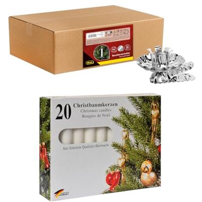 Idena 90486 Baumkerzenhalter für den Weihnachtsbaum, 20 Stück in Silber inkl. 20 Baumkerzen in Weiß, Vintage Kerzenhalter aus Metall, mit Clip für Äste bis 1,5 cm Dicke Idena 90486 Baumkerzenhalter für den Weihnachtsbaum, 20 Stück in Silber inkl. 20 Baumkerzen in Weiß, Vintage Kerzenhalter aus Metall, mit Clip für Äste bis 1,5 cm Dicke