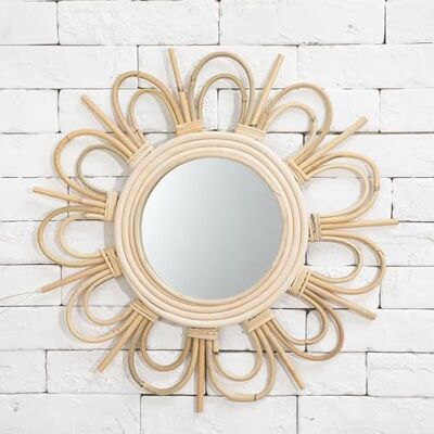 GUANSHAN Handgemachte Rattan Spiegel Wand Dekoration Kreative Rustikale Wand hängende Wand Pediment Hängende Spiegel Wand Kunst Wand Dekor Für Schlafzimmer, Wohnzimmer, Flur GUANSHAN Handgemachte Rattan Spiegel Wand Dekoration Kreative Rustikale Wand hängende Wand Pediment Hängende Spiegel Wand Kunst Wand Dekor Für Schlafzimmer, Wohnzimmer, Flur