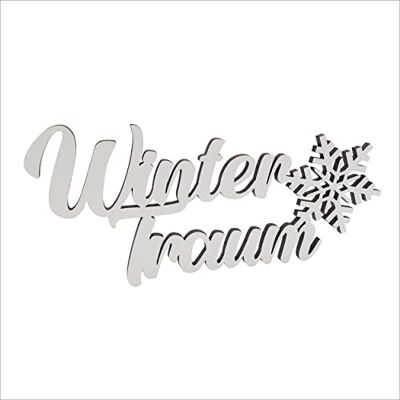 Melis Deko-Schriftzug Wintertraum – Winter-deko Weihnachts-deko aus Holz in weiß – 20cm Melis Deko-Schriftzug Wintertraum – Winter-deko Weihnachts-deko aus Holz in weiß – 20cm