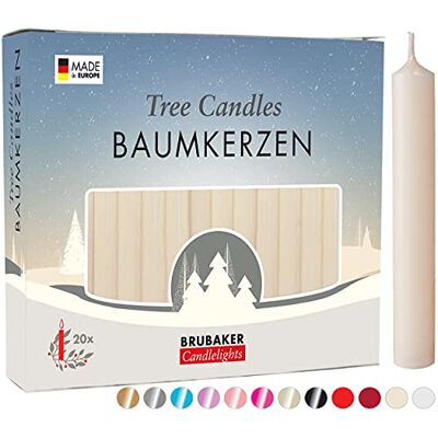 BRUBAKER 20er Pack Baumkerzen Wachs Weihnachtskerzen Champagner Pyramidenkerzen Christbaumkerzen BRUBAKER 20er Pack Baumkerzen Wachs Weihnachtskerzen Champagner Pyramidenkerzen Christbaumkerzen
