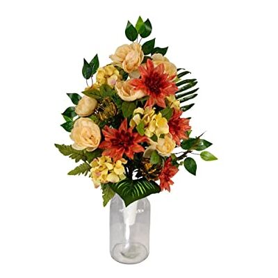 DRW Künstliche Blumenzentrum für Friedhof, Kirchen, Hochzeit, Blumenzentrum für die Heiligen Rot, Orange und Gelb (Vase 65 x 40 cm) DRW Künstliche Blumenzentrum für Friedhof, Kirchen, Hochzeit, Blumenzentrum für die Heiligen Rot, Orange und Gelb (Vase 65 x 40 cm)