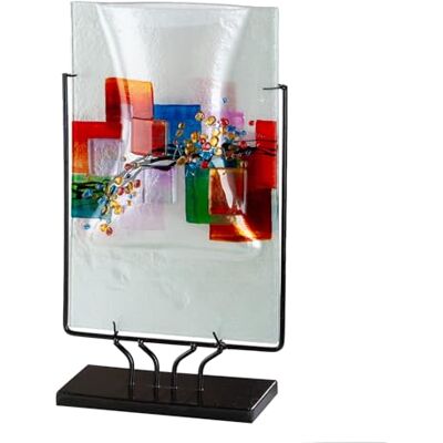 Glas Art Bodenvase Willou aus Glas rechteckig weiß Höhe 49cm x Breite 30cm Nicht wasserdicht handbemalt Glas Art Bodenvase Willou aus Glas rechteckig weiß Höhe 49cm x Breite 30cm Nicht wasserdicht handbemalt
