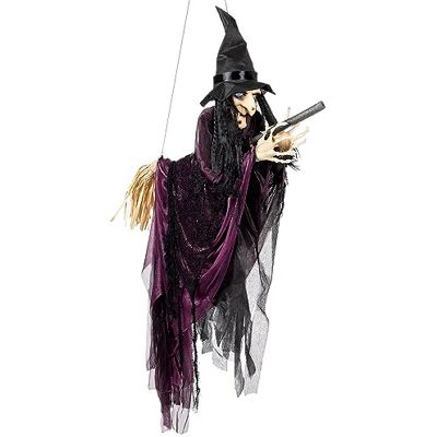 Boland 73091 Fliegende Hexe, 65 cm, Hängedeko für Halloween, Party Deko, Horror Deko für Karneval und Mottoparty Boland 73091 Fliegende Hexe, 65 cm, Hängedeko für Halloween, Party Deko, Horror Deko für Karneval und Mottoparty