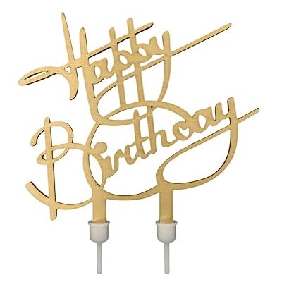 Creative Cake Topper Happy Birthday Gold 18 x 15 cm mit 2 Halterungen Creative Cake Topper Happy Birthday Gold 18 x 15 cm mit 2 Halterungen