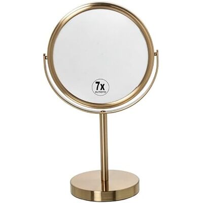 DRW 2-seitiger Tischspiegel aus Metall in mattem Gold, 33 x 19 x 12 cm DRW 2-seitiger Tischspiegel aus Metall in mattem Gold, 33 x 19 x 12 cm