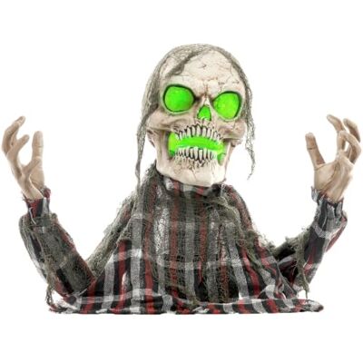 HOMCOM 70cm Halloween Dekoration Skelett Halbkörper Figur LED-Lichter Soundfunktion, Haustür Deko, Verstellbare Arme, Halloween Horror Ornamente, für Halloween Party HOMCOM 70cm Halloween Dekoration Skelett Halbkörper Figur LED-Lichter Soundfunktion, Haustür Deko, Verstellbare Arme, Halloween Horror Ornamente, für Halloween Party