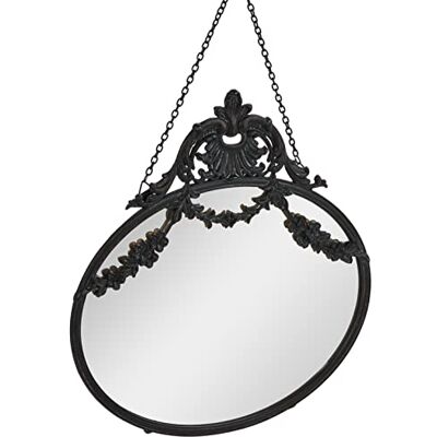 Creative Wandspiegel im Vintage-Stil, Zinn, gerahmt, mit dekorativer Kette, Schwarz Spiegel, Glas Creative Wandspiegel im Vintage-Stil, Zinn, gerahmt, mit dekorativer Kette, Schwarz Spiegel, Glas