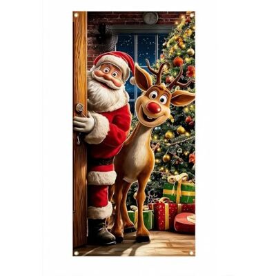 Generic Weihnachts Tür Hängeüberzug, Feiertagsflagge für Haustürrahmen Weihnachtsmann Türdeko, festliche Kulisse für Hofeingang, Party & Fotokulisse Generic Weihnachts Tür Hängeüberzug, Feiertagsflagge für Haustürrahmen Weihnachtsmann Türdeko, festliche Kulisse für Hofeingang, Party & Fotokulisse