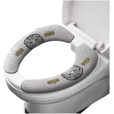 SQQCREATO Toilettensitzbezug 2 Stück/Set WC-Aufkleber-Sitzbezüge Wiederverwendbares waschbares wasserdichtes Kissen Universal(Grey kitten-L) SQQCREATO Toilettensitzbezug 2 Stück/Set WC-Aufkleber-Sitzbezüge Wiederverwendbares waschbares wasserdichtes Kissen Universal(Grey kitten-L)