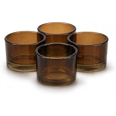 Creativery Teelichtgläser 5,1 x 3,3 cm Glas 4er Set runde Teelichthalter für Teelichter bis 38 mm Kerzengläser für kleine Kerzen & Votivkerzen bis Ø 4 cm Braun Creativery Teelichtgläser 5,1 x 3,3 cm Glas 4er Set runde Teelichthalter für Teelichter bis 38 mm Kerzengläser für kleine Kerzen & Votivkerzen bis Ø 4 cm Braun